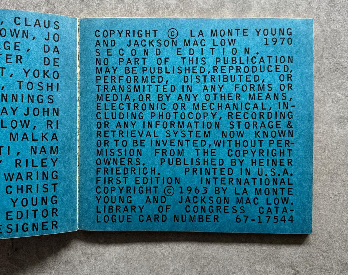 La Monte Young | An Anthology of Chance Operations, 1970