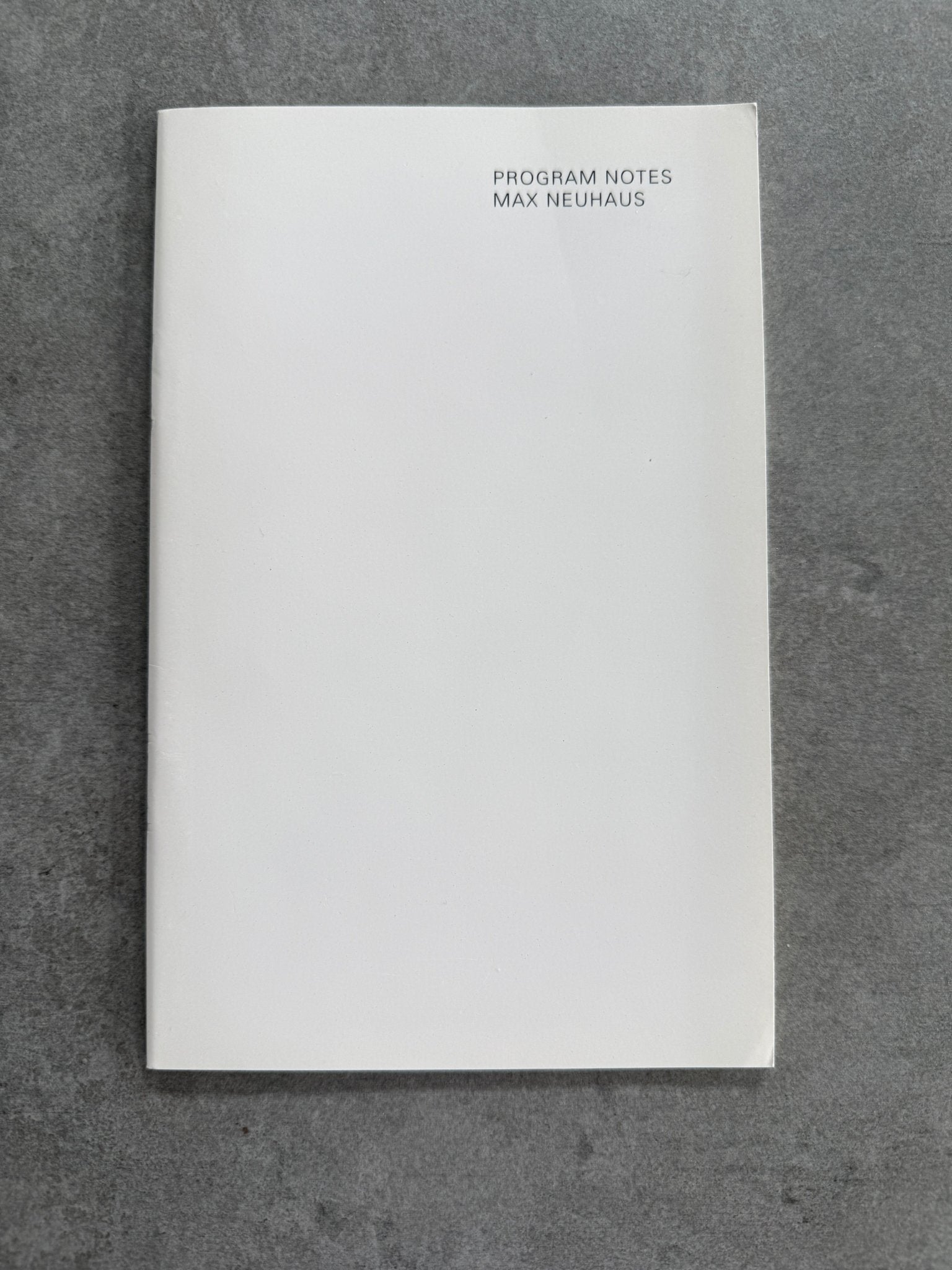 Max Neuhaus | Program Notes - KaPaBooks